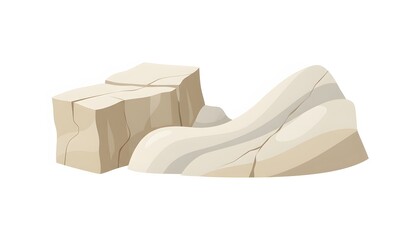 Stylized natural stone rocks collection in a cartoon flat design, ideal for game assets, outdoor landscape scenes, or graphic elements, isolated on a white background
