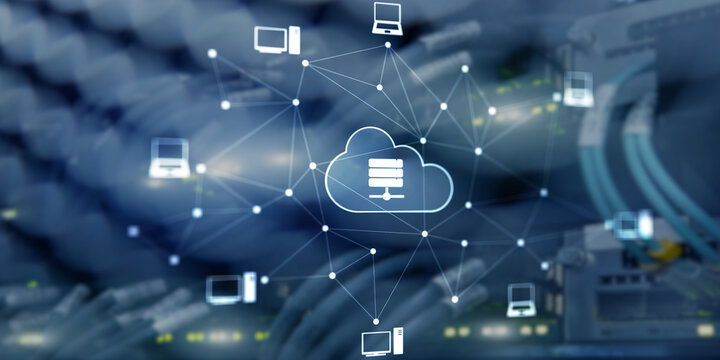 Cloud Computing Technology Data Storage and Security on server background