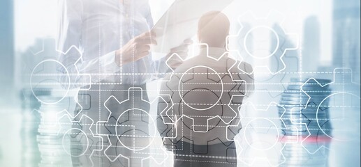 Technology Gears and industry 4.0 smart factory concept