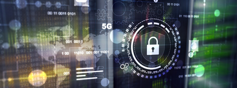 Cyber protection shield icon on server room background. Information Security 2026 - Powered by Adobe