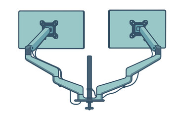 Dual monitor mount with adjustable arms for workspace organization and efficiency