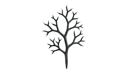 Black stylized tree sculpture with bare branches
