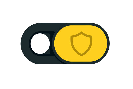 Toggle switch representing security feature for a digital device displayed on a white background