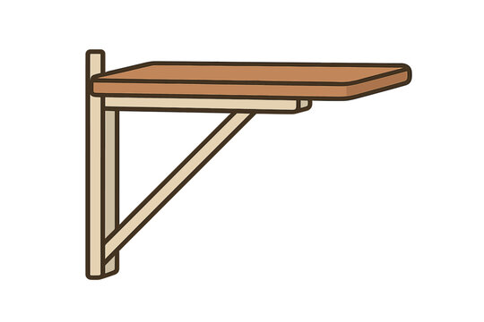 Wall mounted shelf with wooden top and brackets is designed for simple storage and organization in homes or offices