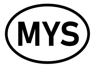 Malaysia country code MYS icon vector on a white background
Country code abbreviation oval sticker icon on a white background