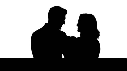 A beautiful silhouette of a loving couple gazing into each other's eyes, symbolizing deep connection