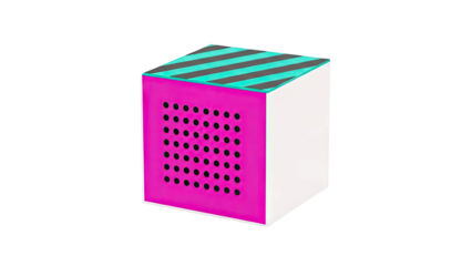 Modern Cube with Pink Perforated Face and Striped Top