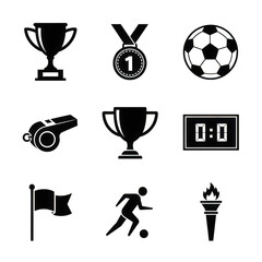 Sports achievement icons isolated on white background