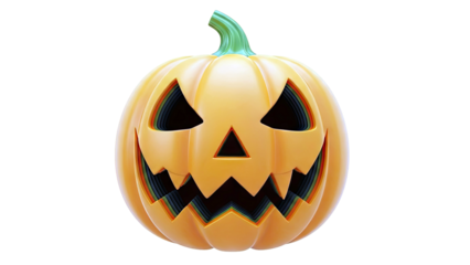 Scary Jack-o'-lantern with layered face on white background
