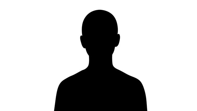 Anonymous Human Head and Shoulders Silhouette Profile, Isolated White Background
