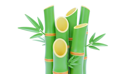 Stylized Green Bamboo Stalks with Yellow Accents