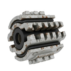 Stacked industrial gears isolated on white background