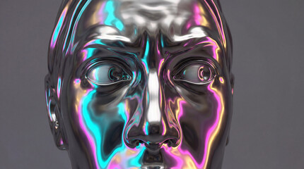 Extreme Macro of Iridescent Liquid Metal Eyes with Intense Gaze