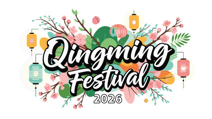 Qingming festival 2026 with blooming cherry blossoms and lanterns