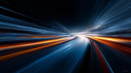 Streaking lights create a sense of rapid motion on a dark highway.