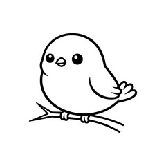 Obraz premium Little Bird Perching On Branch Illustration