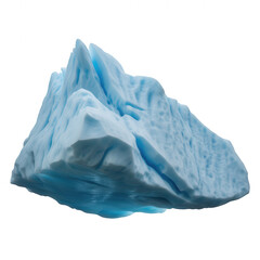 Large jagged iceberg floating on water with blue and transparent background... isolated on a transparent background