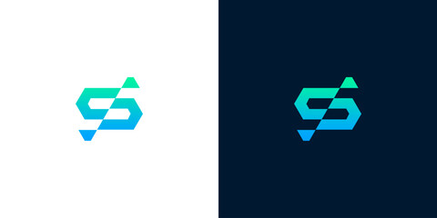 Modern abstract S letter logo design in a vibrant gradient, symbolizing digital innovation, data flow, and sophisticated technological solutions for contemporary branding