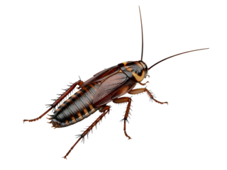 American Cockroach on Black Background, Detailed Close-up Isolated on Transparent Background 