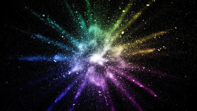 Vibrant colorful explosion of light and particles in space