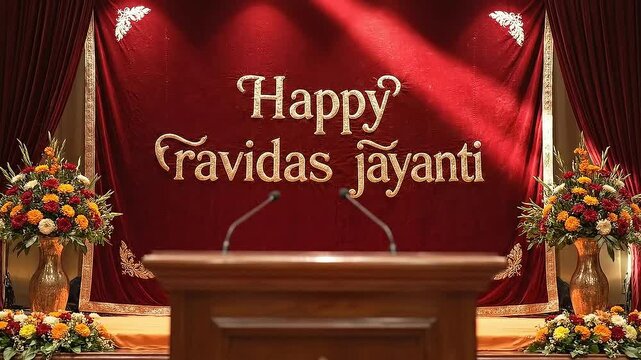 Guru ravidas jayanti stage celebration typography graphic motion background festival india worship event loop