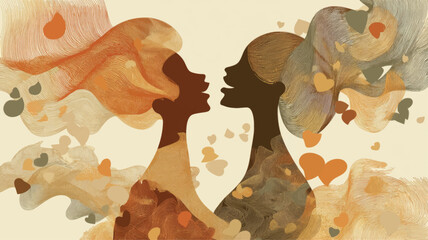 Elegant silhouettes of women celebrating Galentine&rsquo;s Day representing female friendship, empowerment, love, sisterhood, and modern feminine lifestyle background.