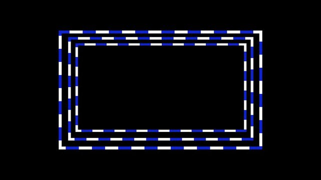 square rectangle picture frame icon animation, frame animation, display neon box footage shape round seamless border, retro movement rotation smooth show effect on black background