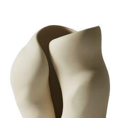 Minimalist beige ceramic vase with smooth curves and organic shape transparent... isolated on a transparent background