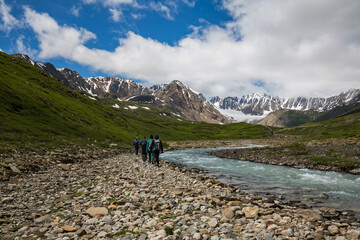 Fototapeta premium Scenery of a river flowing through a rocky gorge