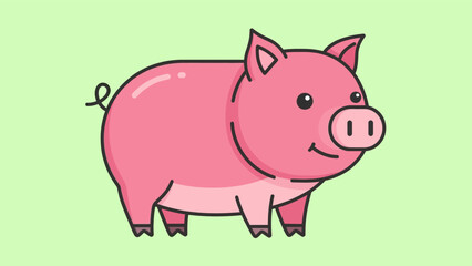 Fototapeta premium Cartoon Pink Pig Illustration.