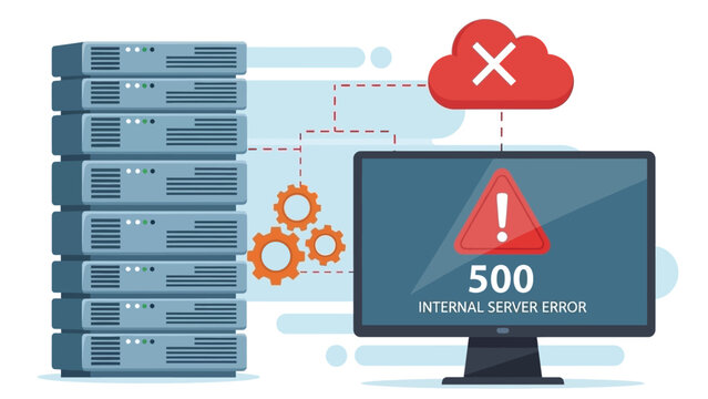 Internal Server Error 500: Cloud and Server Rack Failure Visualization for IT Infrastructure Monitoring Systems