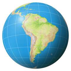 View of the Earth Globe from Space showing the country Bolivia in the center of the image.