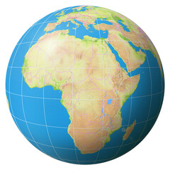 View of the Earth Globe from Space showing the country Central African Republic in the center of the image.