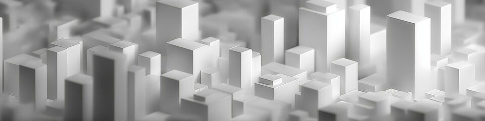 Obraz premium White minimal architectural city model showing urban density. Abstract blocks forming an urban landscape, conceptual massing in a grayscale environment
