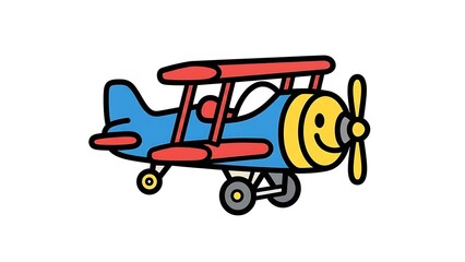 Cartoon Airplane with Smiling Face Illustration.