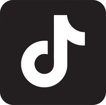 White Tik Tok on black background rounded square tiktok social media symbol