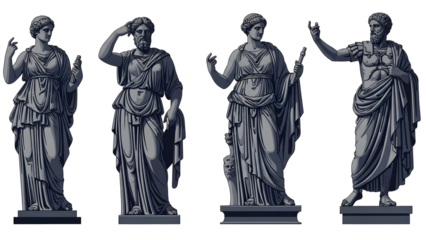Four Ancient Greek or Roman Marble Statues of Men and Women sculpture