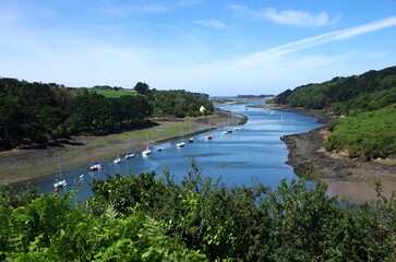 Aber Wrach at low tide in Brittany in France, Europe