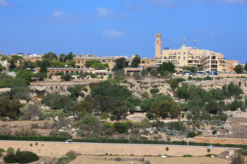 Obraz premium Panoramis view from the Mdina fortress of the rural area and fields Around Mdina Panorama View Malta