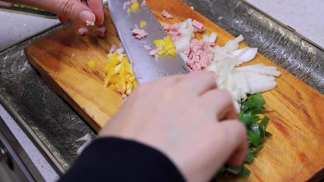 먹을것, 절단, 베다, 나무, 가정 부엌, 요리, 쉐프, 근접, 나무로 되는, 식사, 준비