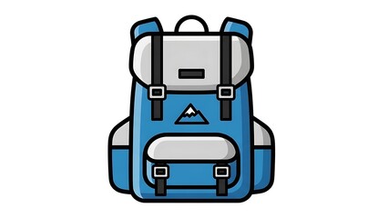 Obraz premium Blue Hiking Backpack with Buckles and Pockets.
