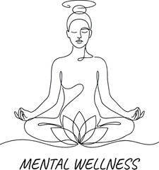 Calm, Healing & Inner Peace Line Art Vector designed in a modern minimalist style. This artwork represents mindfulness, mental health awareness, meditation, and emotional balance. Ideal for wellness b