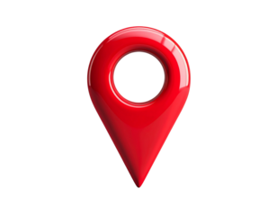3D red location icon on a transparent background, simple design isolated on transpare