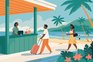 Tropical Resort Check Vacation Moment