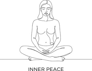 Calm, Healing & Inner Peace Line Art Vector designed in a modern minimalist style. This artwork represents mindfulness, mental health awareness, meditation, and emotional balance. Ideal for wellness b