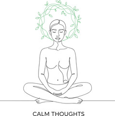 Calm, Healing & Inner Peace Line Art Vector designed in a modern minimalist style. This artwork represents mindfulness, mental health awareness, meditation, and emotional balance. Ideal for wellness b