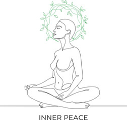 Calm, Healing & Inner Peace Line Art Vector designed in a modern minimalist style. This artwork represents mindfulness, mental health awareness, meditation, and emotional balance. Ideal for wellness b