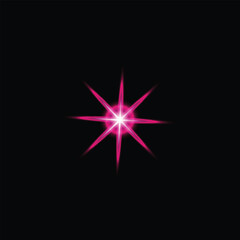 Obraz premium Bright Pink Starburst Lens Flare on Black Background