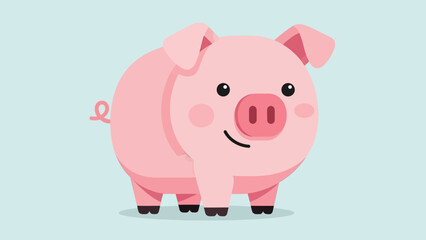Pink Cartoon Piggy Bank with Smile.