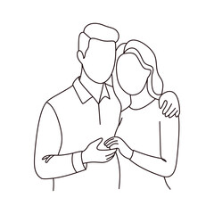 Obraz premium Minimalist Close up of embracing couple line art Illustration